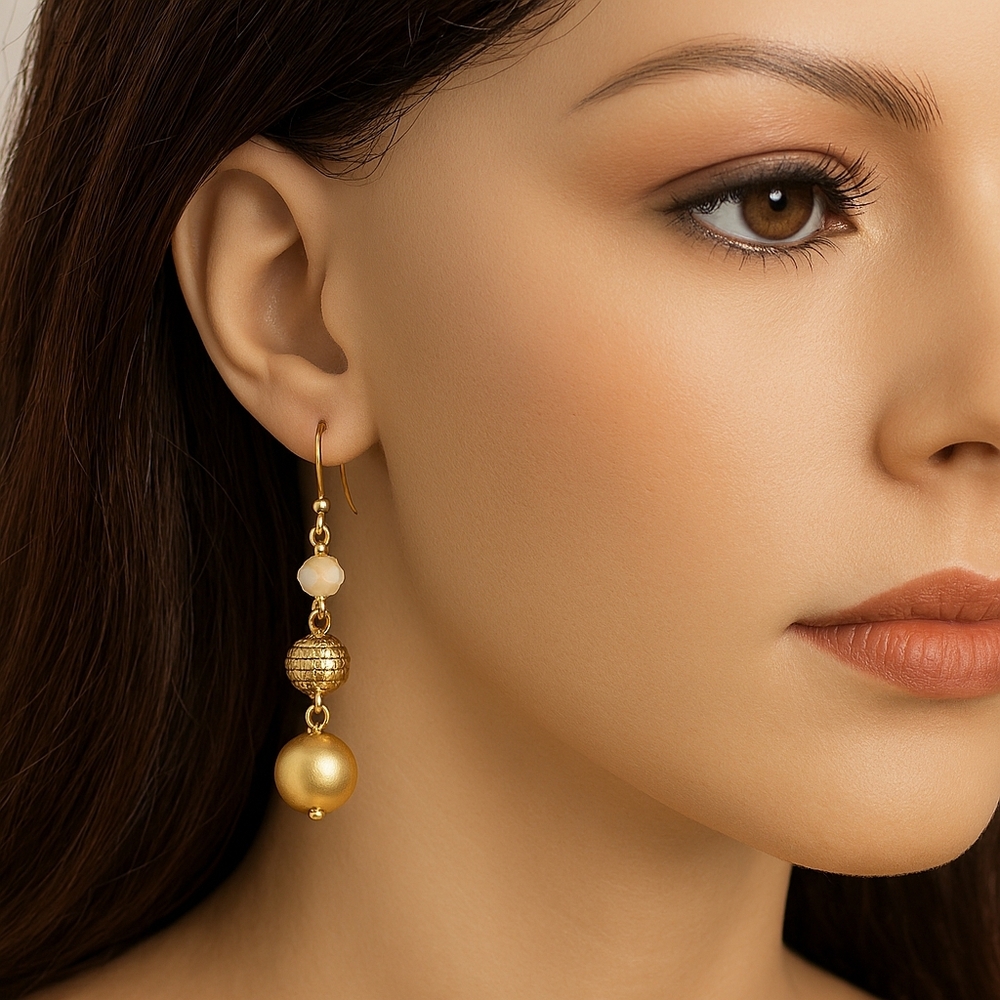 Gold Multi color Beaded Drop Dangle Earrings, 2-inch - Women Fashion Jewelry
